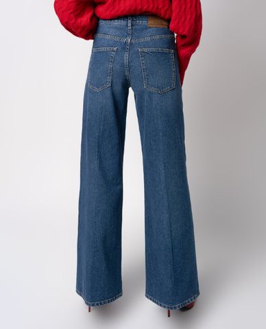  PINKO - Quần jeans nữ ống rộng Blue Palazzo 