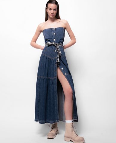  PINKO - Đầm maxi denim dạng ống Energica 