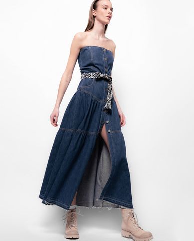  PINKO - Đầm maxi denim dạng ống Energica 