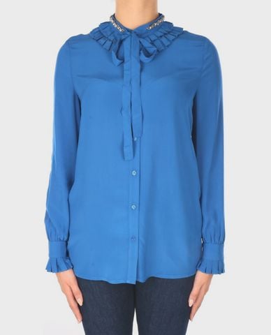  PINKO - Áo sơ mi nữ tay dài cổ trụ Jewelled Collar 