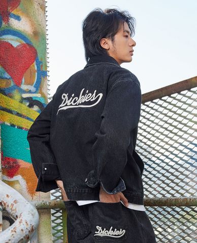  DICKIES - Áo khoác denim unisex cổ bẻ tay dài 