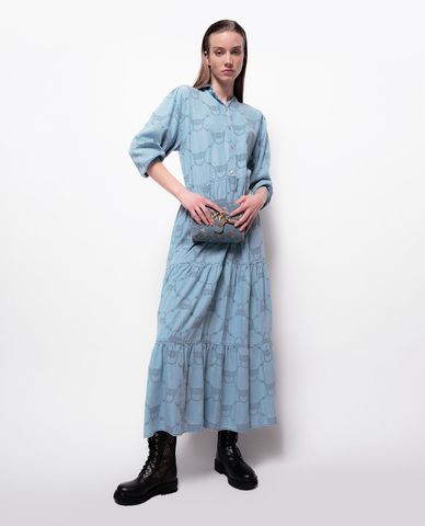  PINKO - Đầm midi sơ mi cổ bẻ tay dài thời trang 