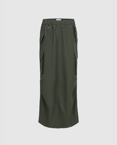  URBAN REVIVO - Chân váy phom suông midi lưng thun 