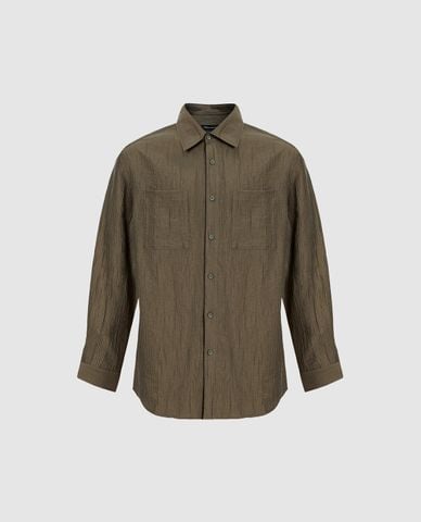  URBAN REVIVO - Áo sơ mi nam cổ bẻ dài tay Textured 