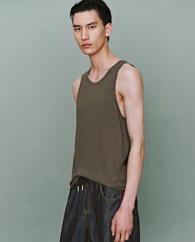  URBAN REVIVO - Áo ba lỗ nam cổ tròn hiện đại 