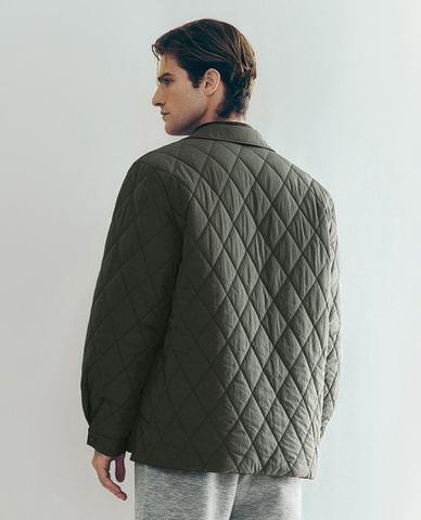  URBAN REVIVO - Áo khoác chần bông nam tay dài Shirt Collar Padded 