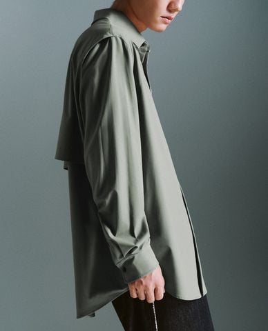  URBAN REVIVO - Áo sơ mi nam cổ bẻ tay dài Loose 