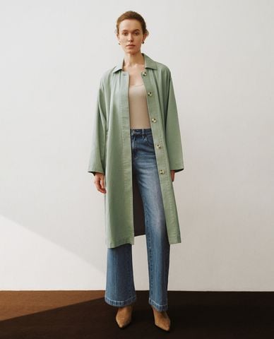  URBAN REVIVO - Áo khoác sơ mi nữ dáng dài Loose Trench 