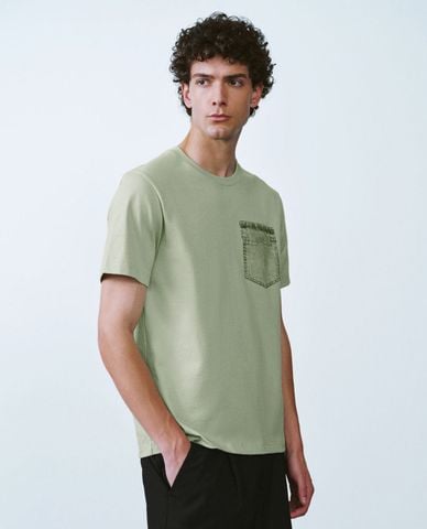  URBAN REVIVO - Áo thun nam cổ tròn tay ngắn Straight 