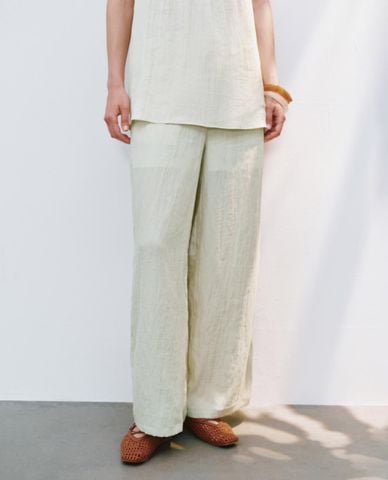  URBAN REVIVO - Quần nữ ống rộng lưng thun 