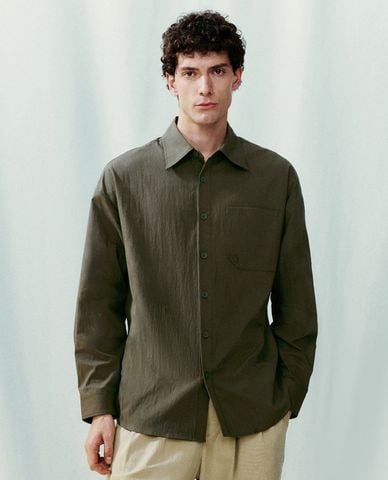  URBAN REVIVO - Áo sơ mi nam cổ bẻ tay dài Button Up Straight 