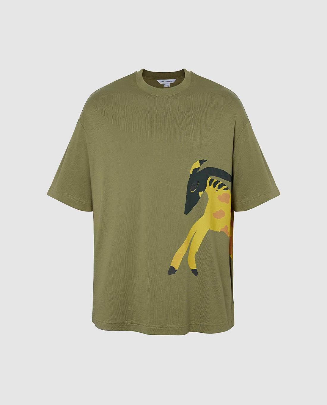 URBAN REVIVO - Áo thun nam cổ tròn tay ngắn phối họa tiết