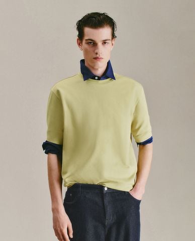  URBAN REVIVO - Áo thun nam cổ tròn tay ngắn 