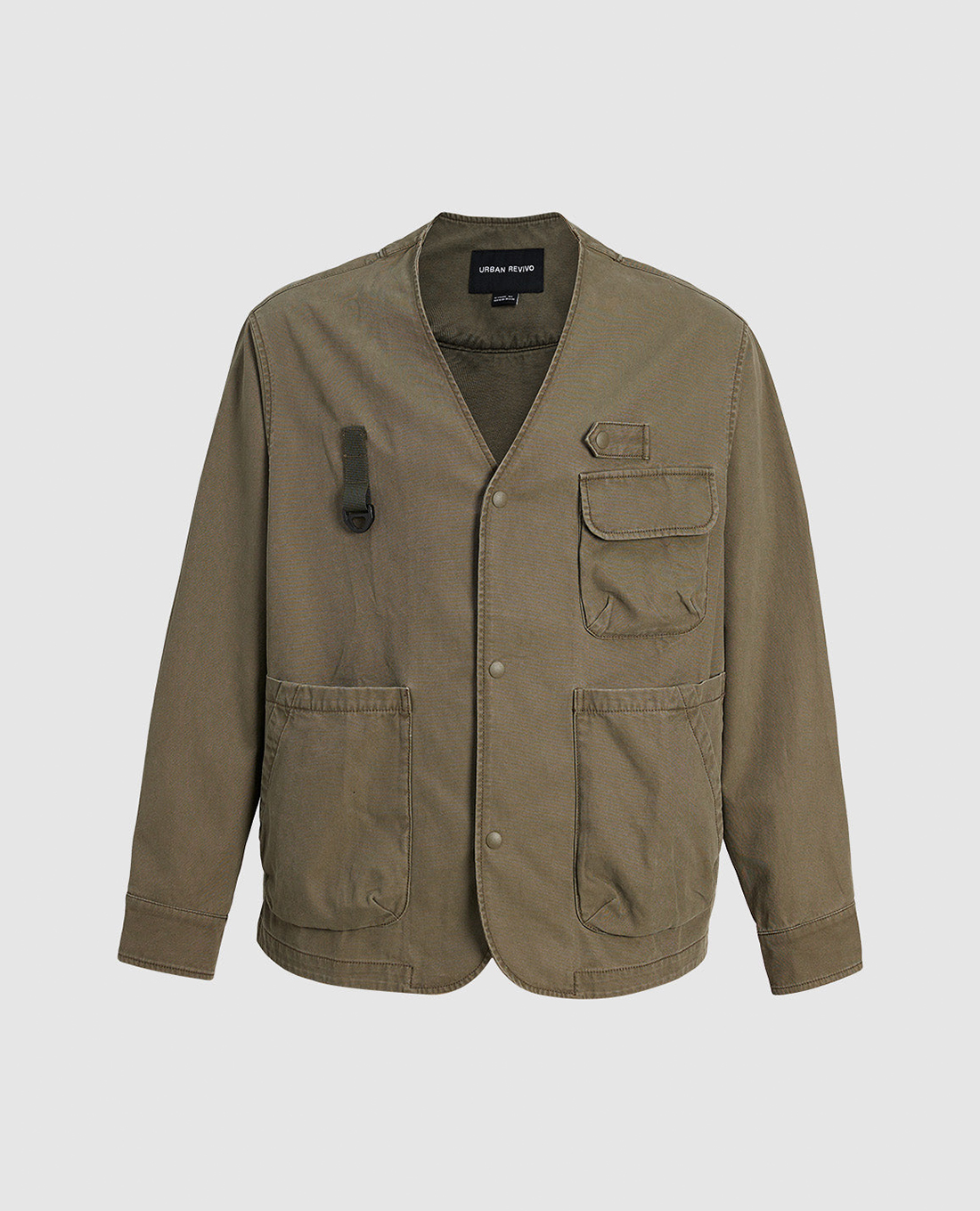 URBAN REVIVO - Áo khoác nam phom rộng phối túi cá tính V-Neck