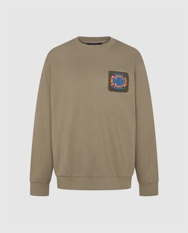  URBAN REVIVO - Áo sweatshirt nam cổ tròn tay dài Printed Loose 