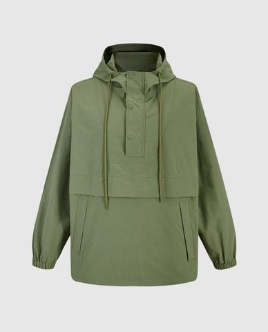  URBAN REVIVO - Áo hoodie nam phối nút bấm cá tính 