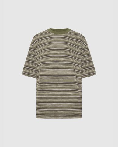  URBAN REVIVO - Áo thun nam cổ tròn tay ngắn Striped 