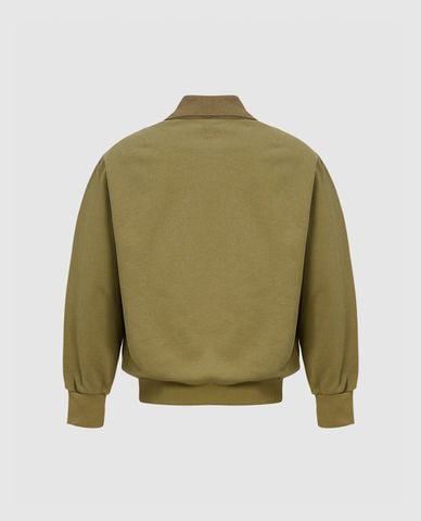  URBAN REVIVO - Áo polo nam cổ bẻ tay dài Zip Half Placket Loose 