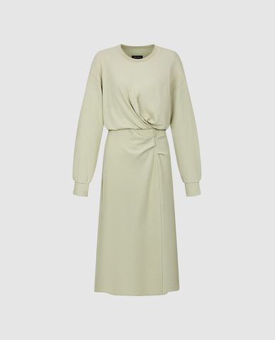  URBAN REVIVO - Đầm midi tay dài chiết eo 