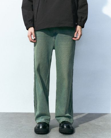  URBAN REVIVO - Quần jeans nam ống rộng trẻ trung Loose Straight 