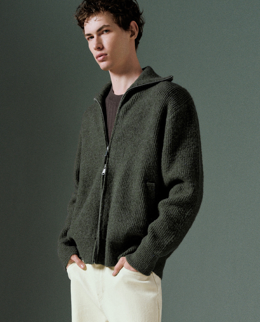 URBAN REVIVO - Áo khoác cardigan nam tay dài Wide Lapel