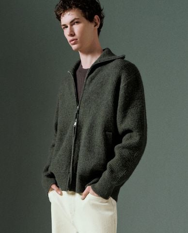  URBAN REVIVO - Áo khoác cardigan nam tay dài Wide Lapel 