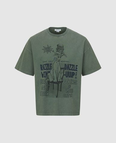  URBAN REVIVO - Áo thun nam cổ tròn in hình nổi bật 