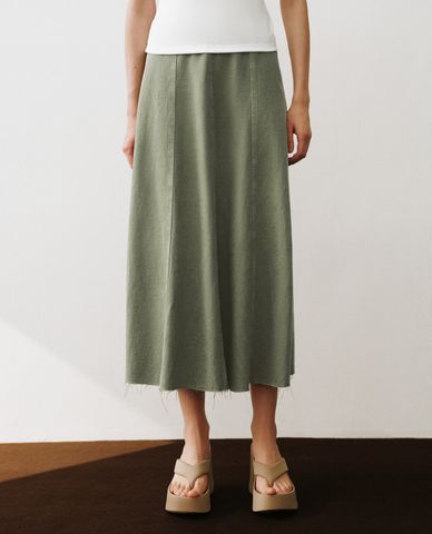  URBAN REVIVO - Chân váy xếp li midi phom chữ A hiện đại 