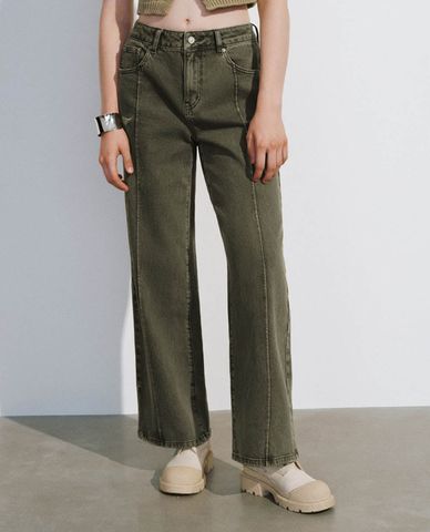  URBAN REVIVO - Quần jeans nữ ống rộng Straight 