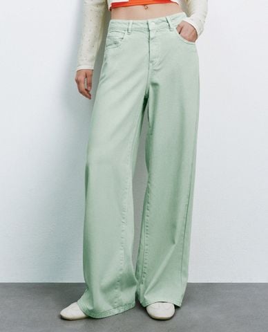  URBAN REVIVO - Quần jeans nữ ống rộng thời trang 