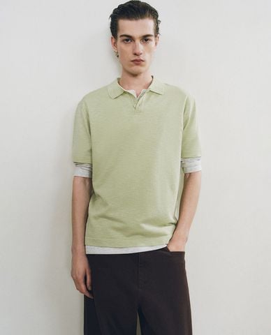  URBAN REVIVO - Áo polo nam cổ bẻ tay ngắn hiện đại 