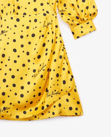  THE KOOPLES - Đầm mini cổ V Polka Dot Yellow Wrap 