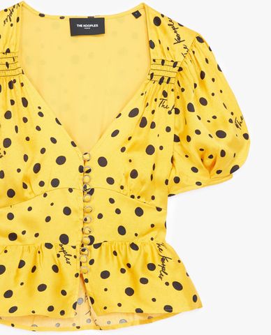  THE KOOPLES - Áo kiểu nữ tay ngắn Buttoned Yellow 