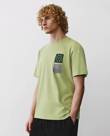  URBAN REVIVO - Áo thun nam cổ tròn tay ngắn Pullover 