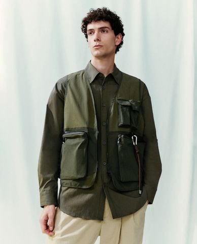  URBAN REVIVO - Áo khoác gilet nam cổ V thời trang 