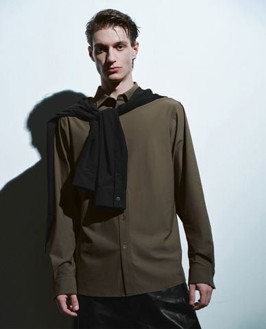  URBAN REVIVO - Áo sơ mi nam cổ bẻ tay dài Button Up Loose 