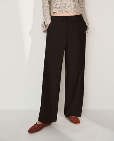  URBAN REVIVO - Quần nữ ống rộng phối dây rút 