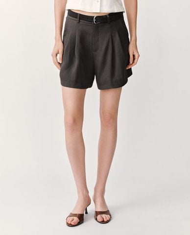  URBAN REVIVO - Quần short ngắn nữ lưng cao dáng suông 