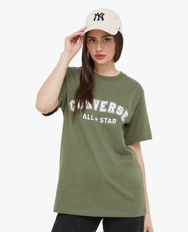  CONVERSE - Áo thun nữ cổ tròn tay ngắn hiện đại 