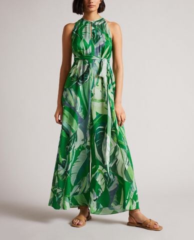  TED BAKER - Đầm sát nách maxi cổ tròn thắt eo nữ tính Ismey 