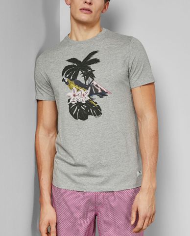  TED BAKER - Áo thun nam cổ tròn ngắn tay in hòn đảo Eyland 