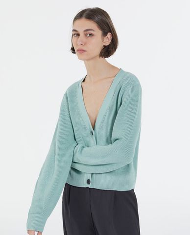  THE KOOPLES - Áo khoác cardigan nữ cổ V tay dài Cropped Cotton 