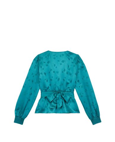  THE KOOPLES - Áo kiểu nữ tay dài dáng quấn Green Short 