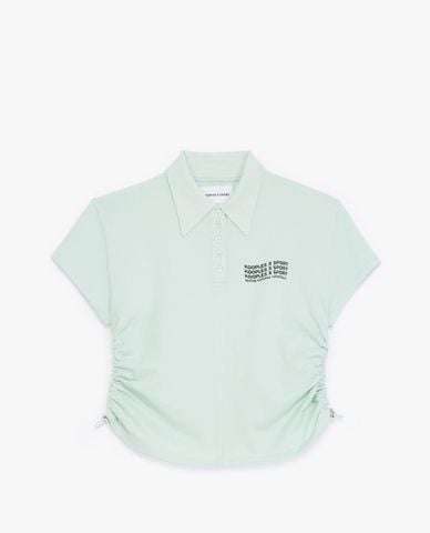  THE KOOPLES - Áo thun polo nữ cổ bẻ phối dây rút thời trang 