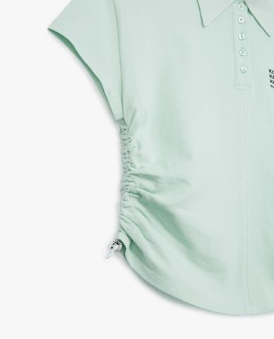  THE KOOPLES - Áo thun polo nữ cổ bẻ phối dây rút thời trang 