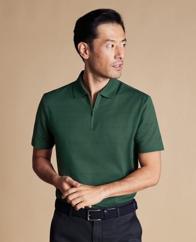  CHARLES TYRWHITT - Áo polo nam cổ bẻ tay ngắn Performance Textured 