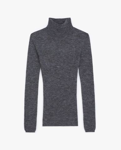  THE KOOPLES - Áo sweater nữ cổ lọ Rib Knit Gray 