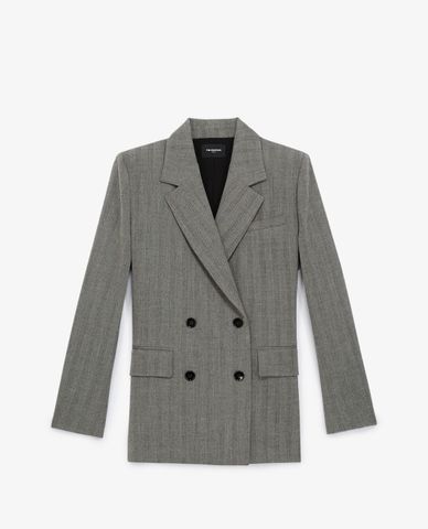  THE KOOPLES - Áo vest nữ thanh lịch Grey Herringbone Jacquard 