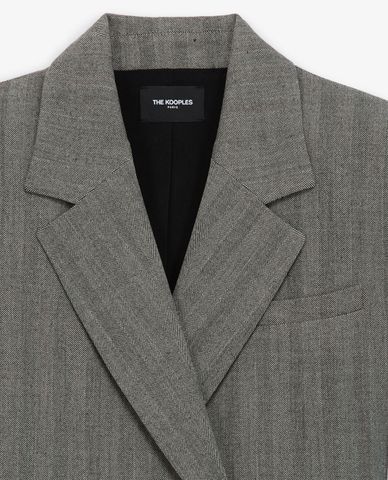  THE KOOPLES - Áo vest nữ thanh lịch Grey Herringbone Jacquard 