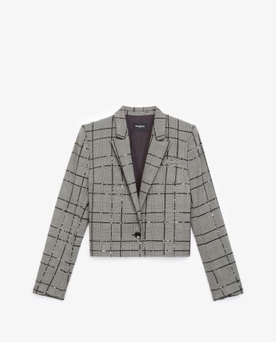  THE KOOPLES - Áo vest nữ thanh lịch Grey Check Motif And Sequins 